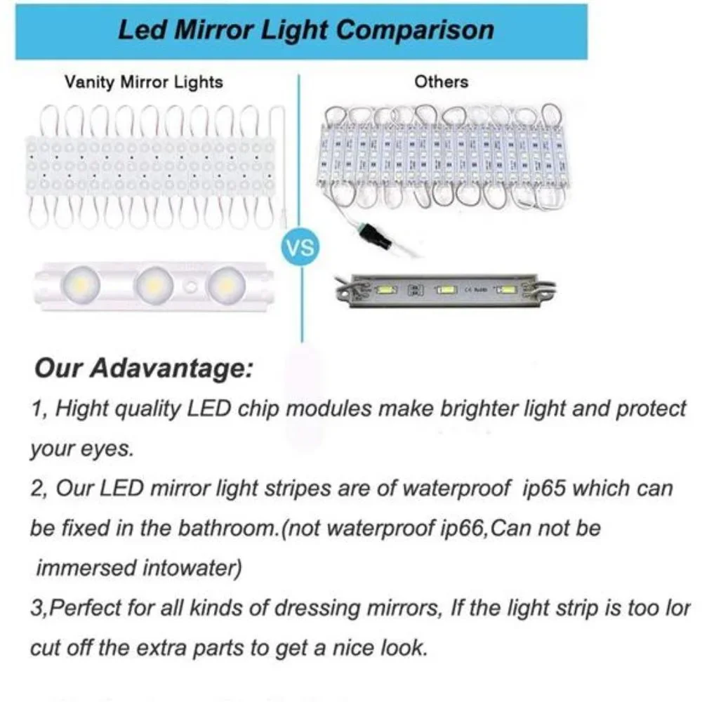 Led Vanity Mirror Lights, Hollywood Style Vanity Make Up Light,10ft Ultra Bright